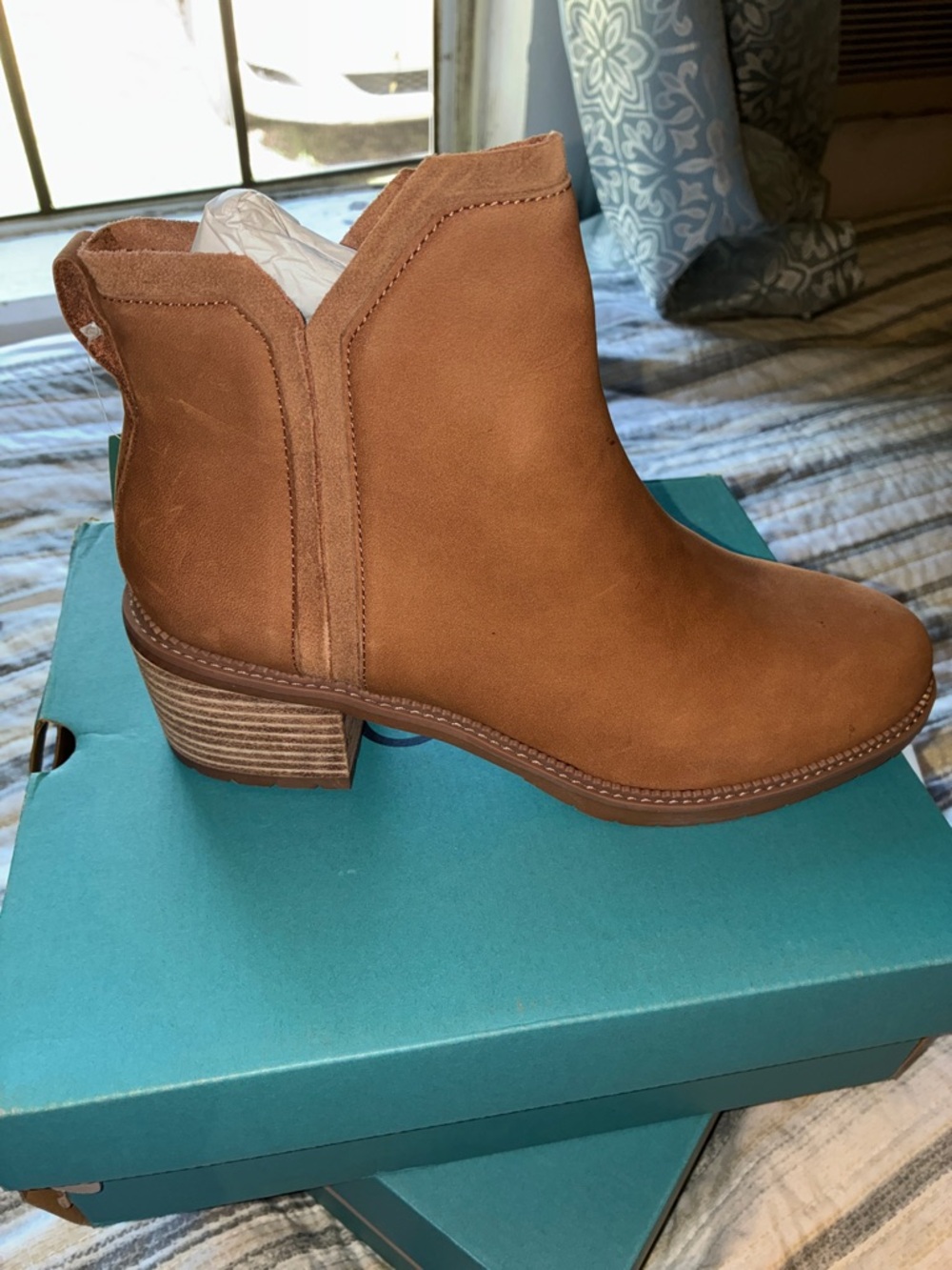 Toms Tan Suede-Look Ankle Bootie